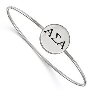 Sterling Silver Alpha Sigma Alpha Enamel Greek Letters Bangle - 7 in.